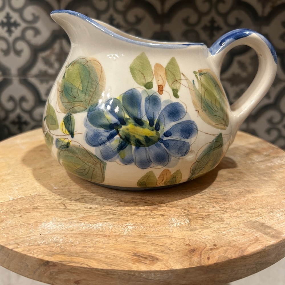 Vintage Secia Portugal Pottery-Pitcher- Floral Ceramic - EUC